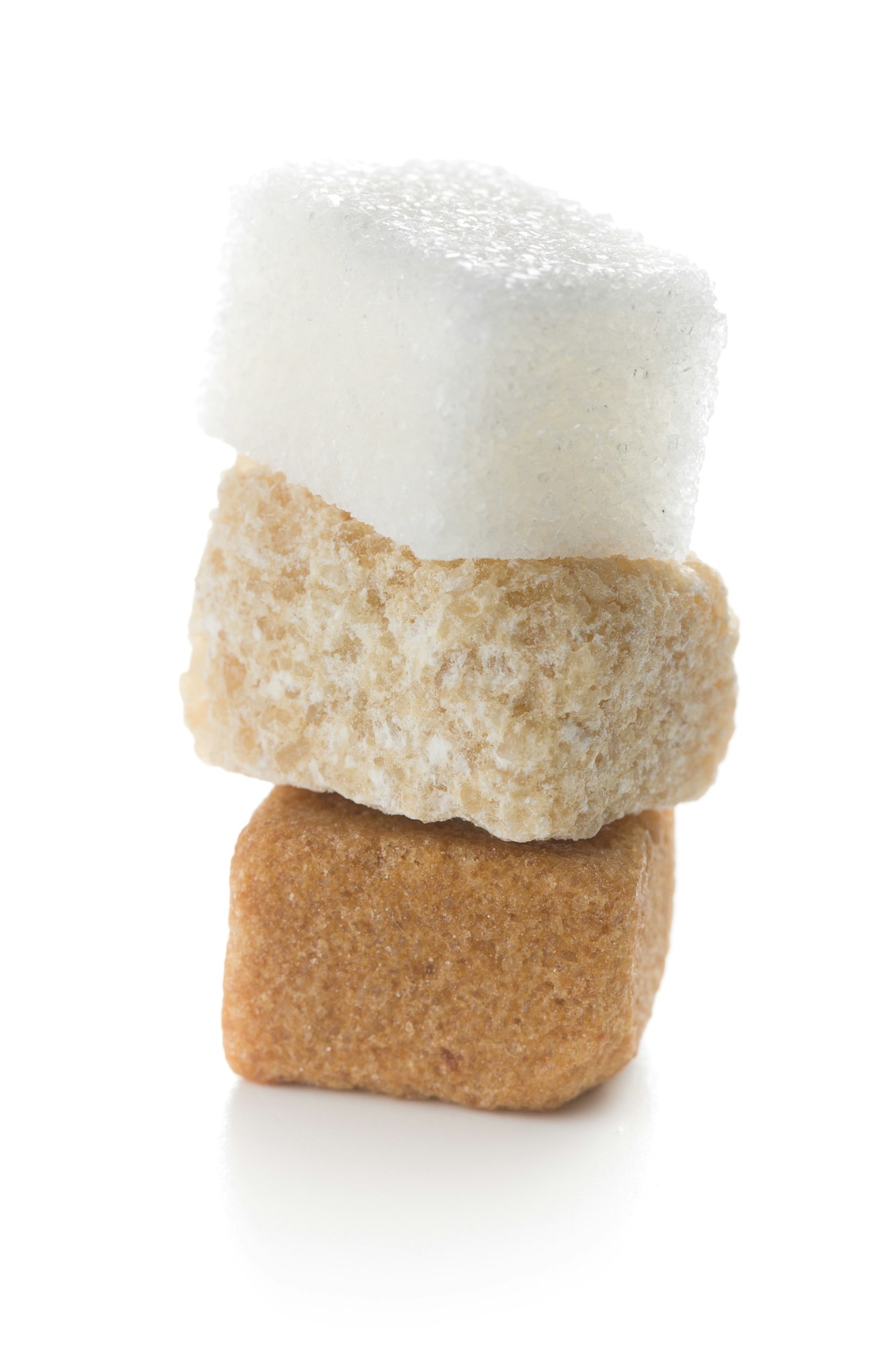 three different sugar cubes